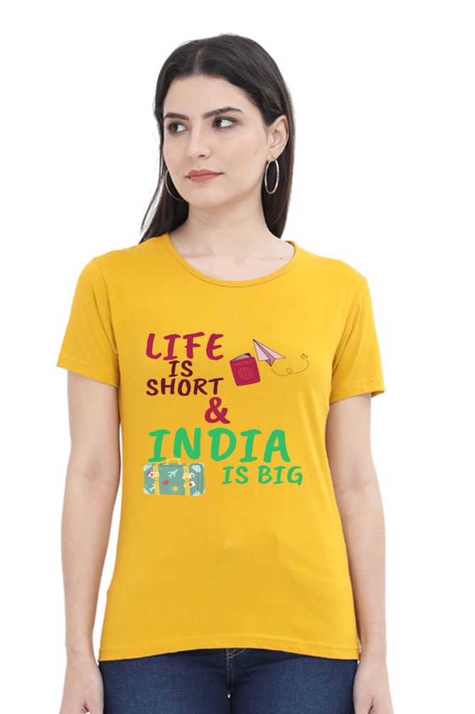 Artredis Women Cotton Printed Regular Fit T-Shirts | Life is Short| Half Sleeves | Round Neck