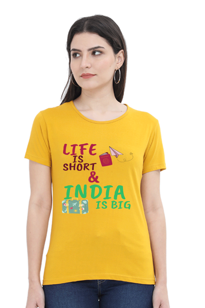 Artredis Women Cotton Printed Regular Fit T-Shirts | Life is Short| Half Sleeves | Round Neck