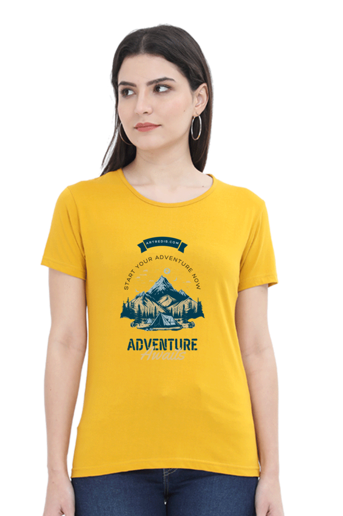 Artredis Women Cotton Printed Regular Fit T-Shirts |Adventure Awaits| Half Sleeves | Round Neck