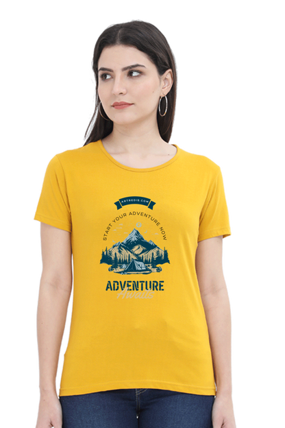 Artredis Women Cotton Printed Regular Fit T-Shirts |Adventure Awaits| Half Sleeves | Round Neck