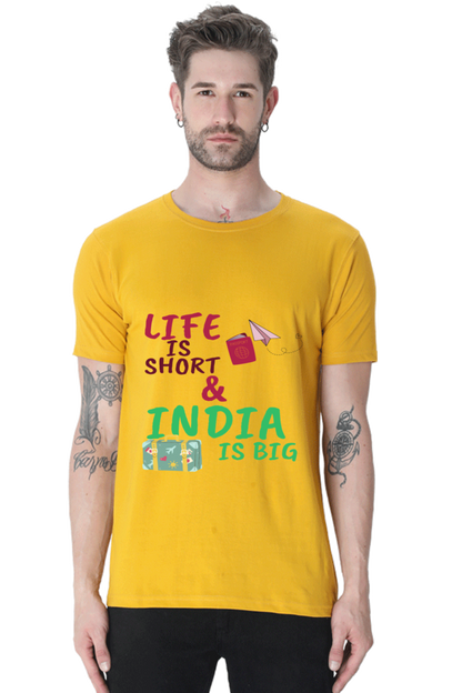 Artredis Men Cotton Printed Regular Fit T-Shirts |Life is Short | Round Neck