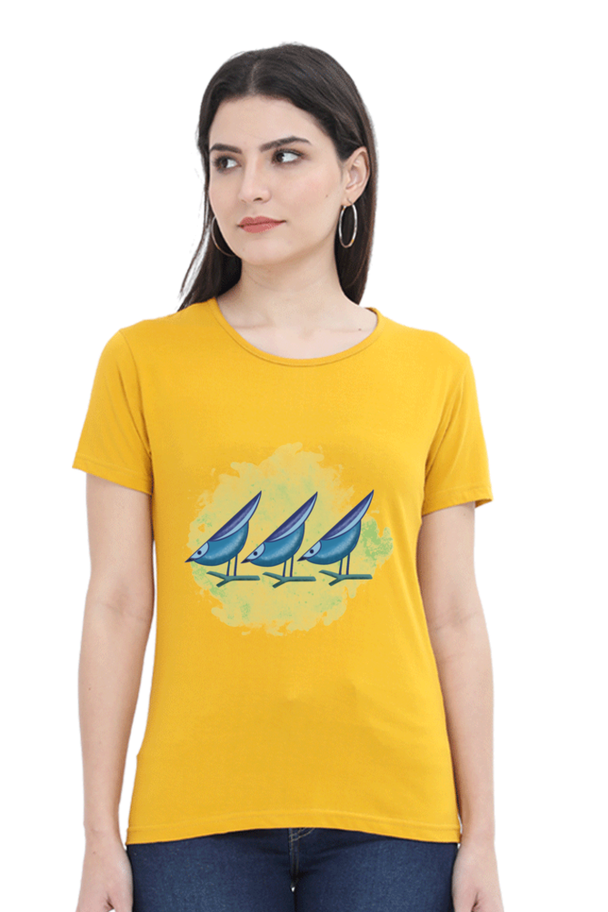 Artredis Women Cotton Printed Regular Fit T-Shirts |Birds | | Half Sleeves | Round Neck