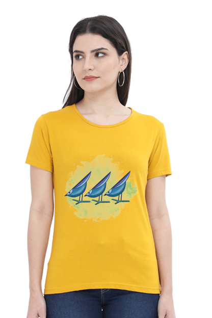 Artredis Women Cotton Printed Regular Fit T-Shirts |Birds | | Half Sleeves | Round Neck