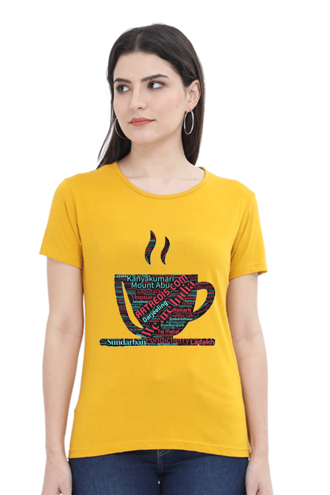 Artredis Women Cotton Regular All Over Print T-Shirts | India Cup| Half Sleeves | Round Neck