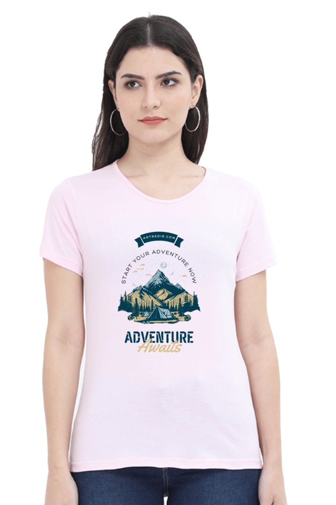 Artredis Women Cotton Printed Regular Fit T-Shirts |Adventure Awaits| Half Sleeves | Round Neck