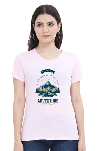 Artredis Women Cotton Printed Regular Fit T-Shirts |Adventure Awaits| Half Sleeves | Round Neck