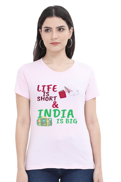 Artredis Women Cotton Printed Regular Fit T-Shirts | Life is Short| Half Sleeves | Round Neck