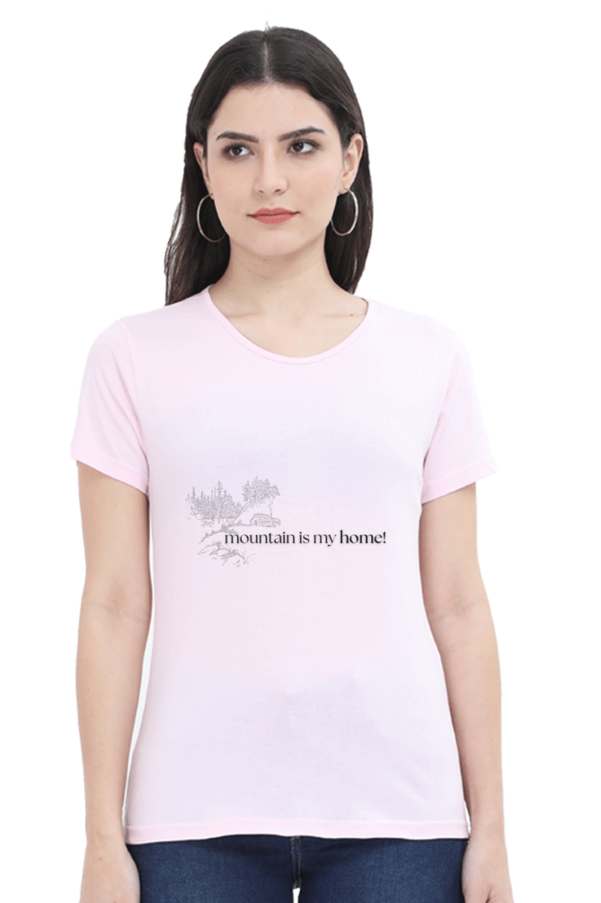 Artredis Women Cotton Printed Regular Fit T-Shirts |Mountain Home| Half Sleeves | Round Neck