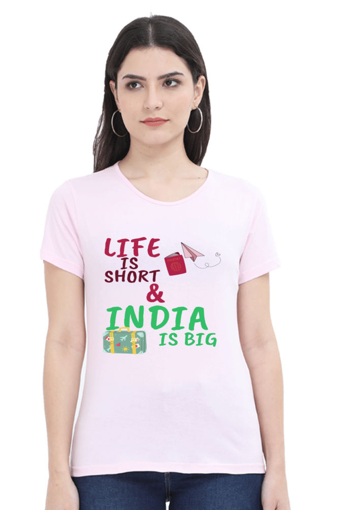 Artredis Women Cotton Printed Regular Fit T-Shirts | Life is Short| Half Sleeves | Round Neck