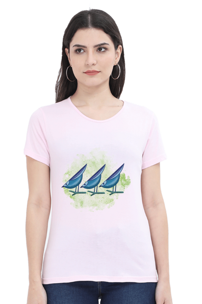 Artredis Women Cotton Printed Regular Fit T-Shirts |Birds | | Half Sleeves | Round Neck