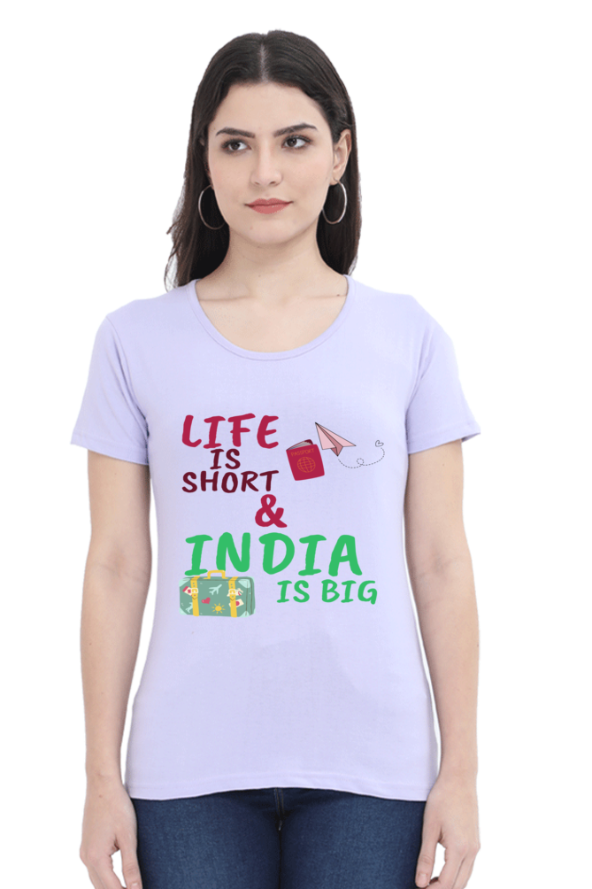 Artredis Women Cotton Printed Regular Fit T-Shirts | Life is Short| Half Sleeves | Round Neck