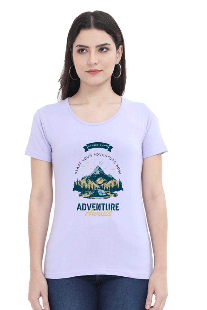 Artredis Women Cotton Printed Regular Fit T-Shirts |Adventure Awaits| Half Sleeves | Round Neck