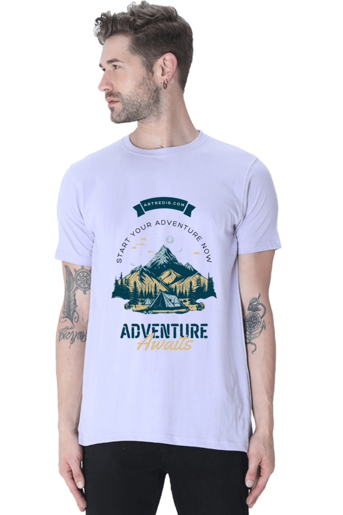 Artredis Men Cotton Printed Regular Fit T-Shirts |Adventure Awaits| | Half Sleeves | Round Neck