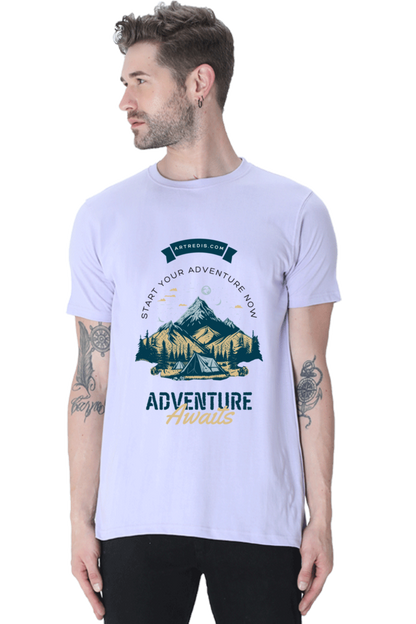 Artredis Men Cotton Printed Regular Fit T-Shirts |Adventure Awaits| | Half Sleeves | Round Neck