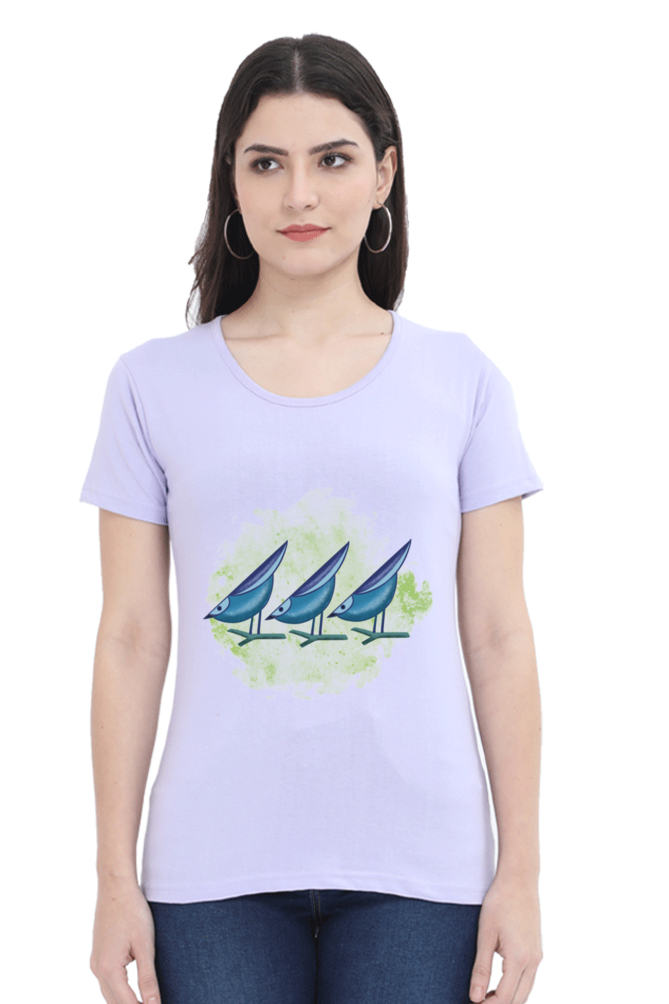 Artredis Women Cotton Printed Regular Fit T-Shirts |Birds | | Half Sleeves | Round Neck