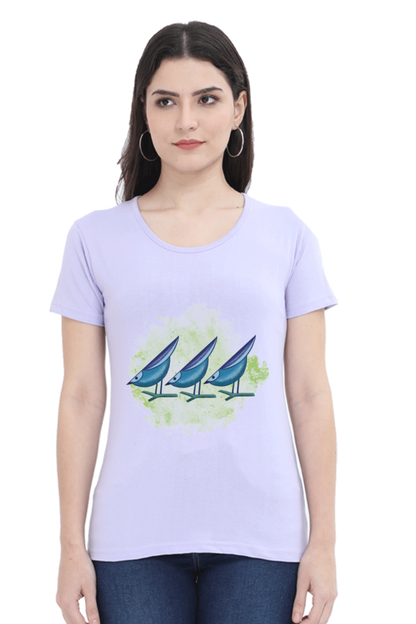 Artredis Women Cotton Printed Regular Fit T-Shirts |Birds | | Half Sleeves | Round Neck