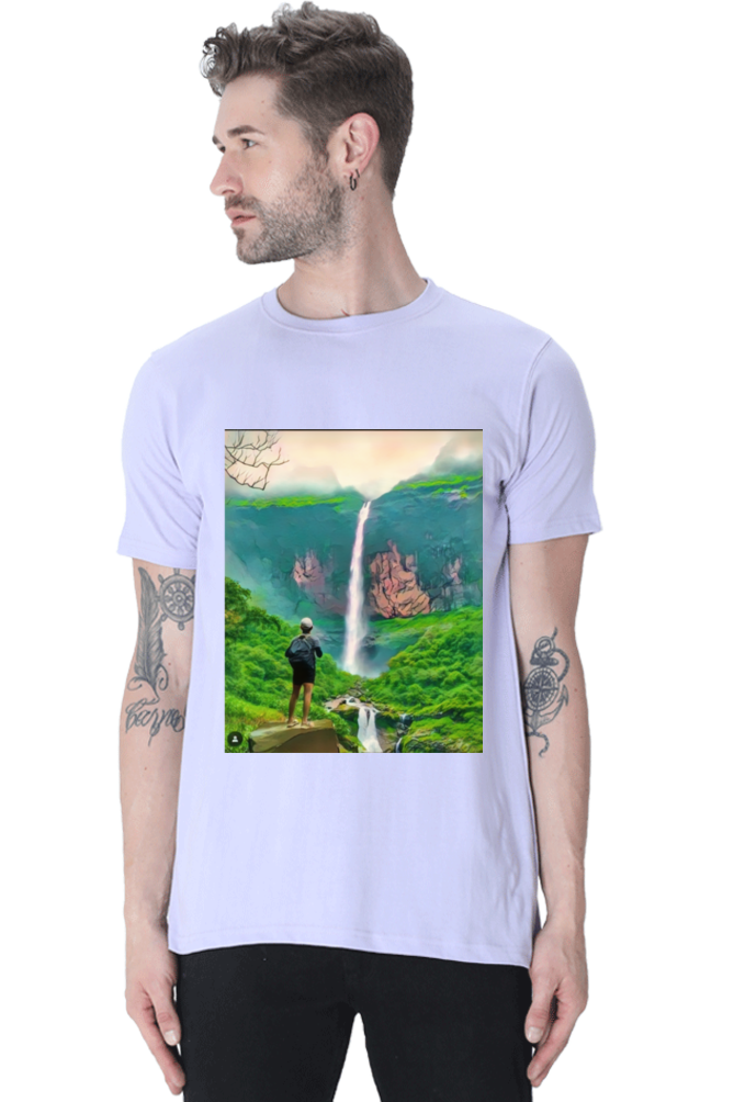 Artredis Men Cotton Printed Regular Fit T-Shirts |Nanemachi Falls| | Half Sleeves | Round Neck