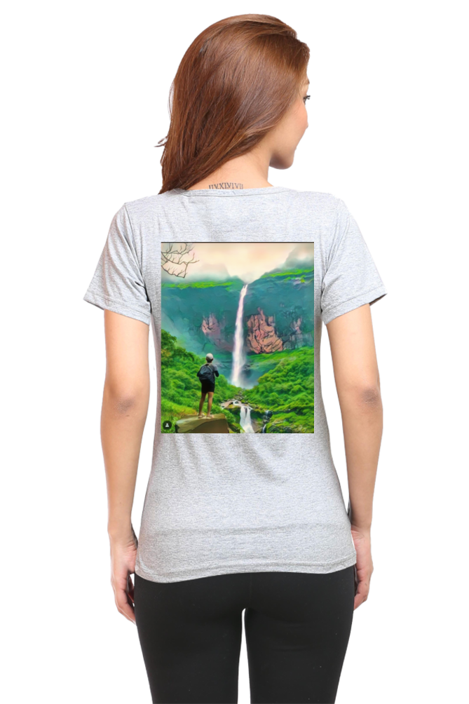 Artredis Women Cotton Printed Regular Fit T-Shirts |Nanemachi Falls| Half Sleeves | Round Neck