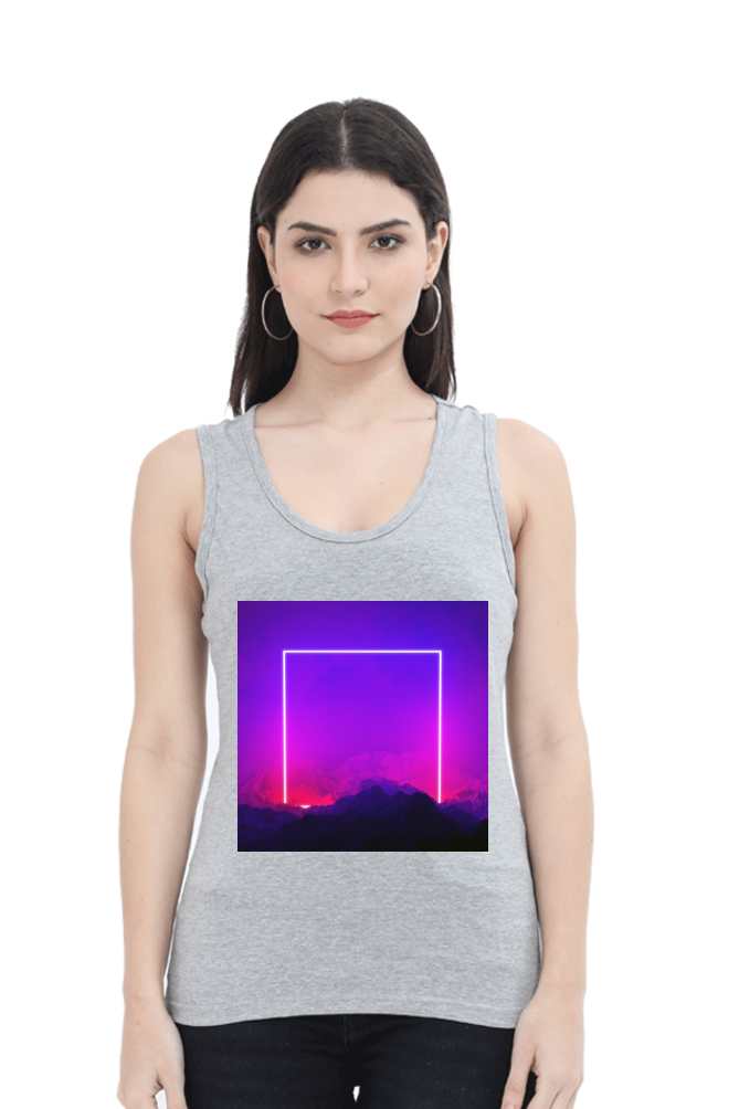 Artredis Women Cotton Tank Top | Heavens Gate| Half Sleeves | Round Neck