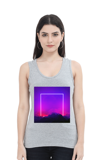 Artredis Women Cotton Tank Top | Heavens Gate| Half Sleeves | Round Neck