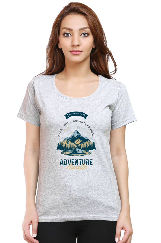 Artredis Women Cotton Printed Regular Fit T-Shirts |Adventure Awaits| Half Sleeves | Round Neck