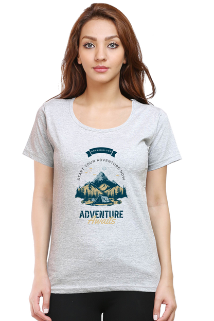 Artredis Women Cotton Printed Regular Fit T-Shirts |Adventure Awaits| Half Sleeves | Round Neck