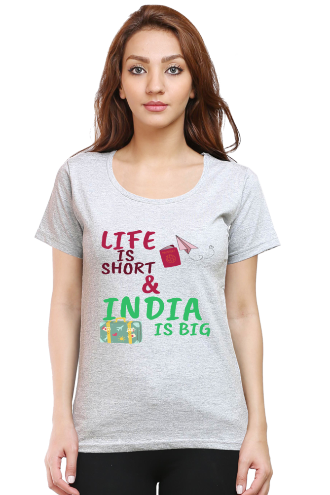 Artredis Women Cotton Printed Regular Fit T-Shirts | Life is Short| Half Sleeves | Round Neck