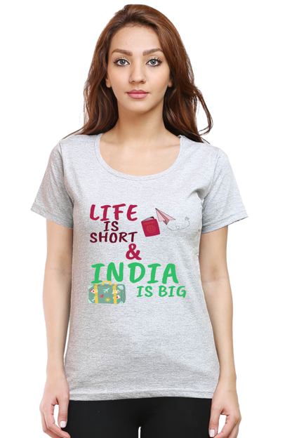 Artredis Women Cotton Printed Regular Fit T-Shirts | Life is Short| Half Sleeves | Round Neck