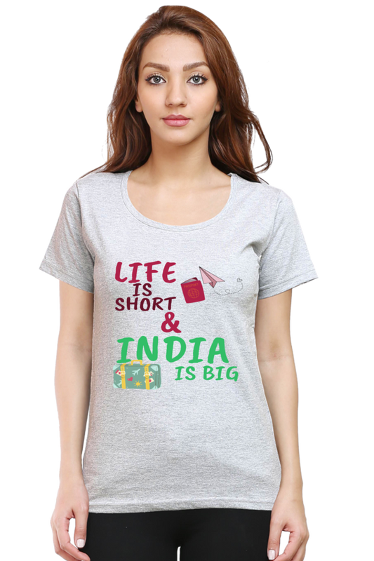 Artredis Women Cotton Printed Regular Fit T-Shirts | Life is Short| Half Sleeves | Round Neck