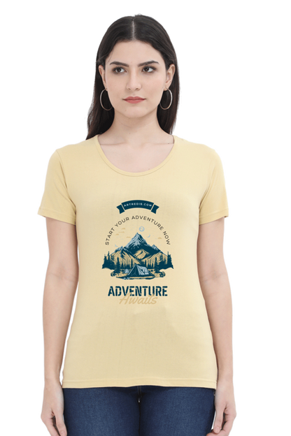 Artredis Women Cotton Printed Regular Fit T-Shirts |Adventure Awaits| Half Sleeves | Round Neck