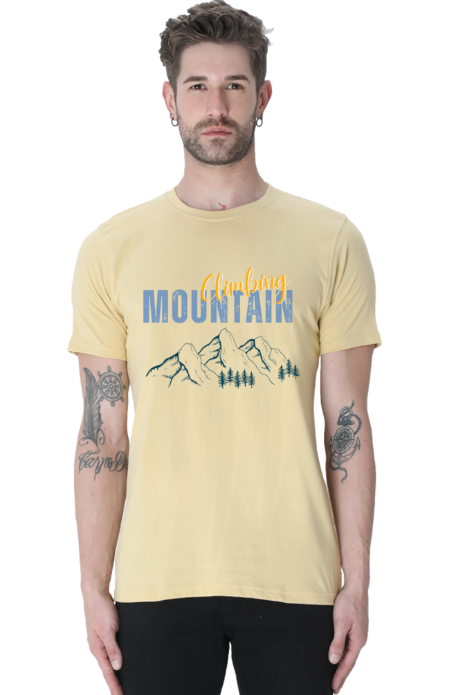 Artredis Men Cotton Printed Regular Fit T-Shirts |Climbing Mountains| | Half Sleeves | Round Neck