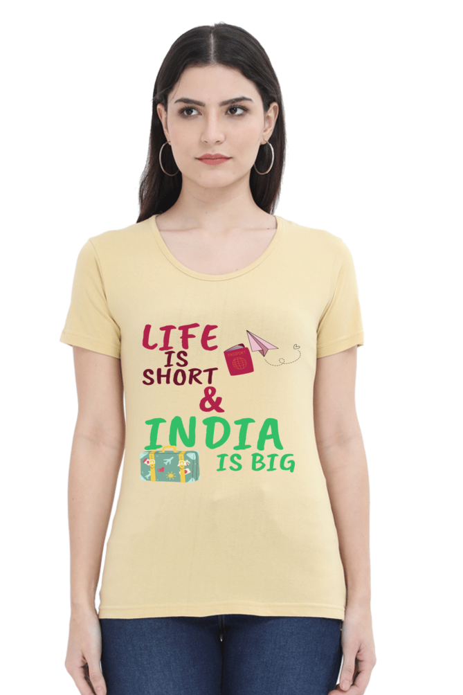 Artredis Women Cotton Printed Regular Fit T-Shirts | Life is Short| Half Sleeves | Round Neck