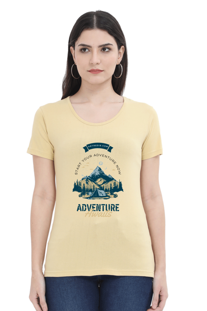 Artredis Women Cotton Printed Regular Fit T-Shirts |Adventure Awaits| Half Sleeves | Round Neck