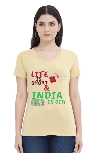 Artredis Women Cotton Printed Regular Fit T-Shirts | Life is Short| Half Sleeves | Round Neck