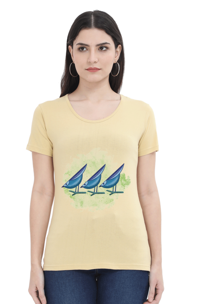 Artredis Women Cotton Printed Regular Fit T-Shirts |Birds | | Half Sleeves | Round Neck