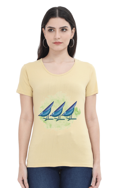 Artredis Women Cotton Printed Regular Fit T-Shirts |Birds | | Half Sleeves | Round Neck