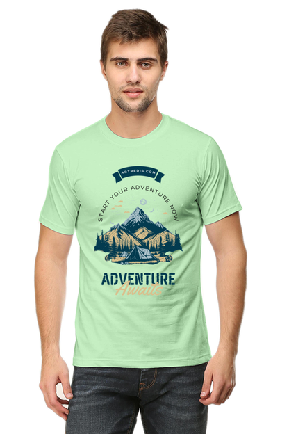 Artredis Men Cotton Printed Regular Fit T-Shirts |Adventure Awaits| | Half Sleeves | Round Neck