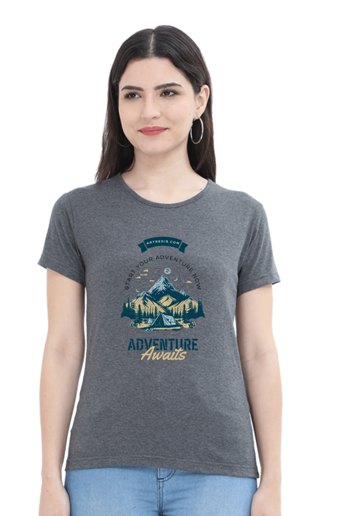 Artredis Women Cotton Printed Regular Fit T-Shirts |Adventure Awaits| Half Sleeves | Round Neck