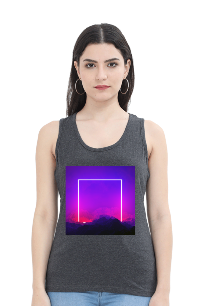 Artredis Women Cotton Tank Top | Heavens Gate| Half Sleeves | Round Neck