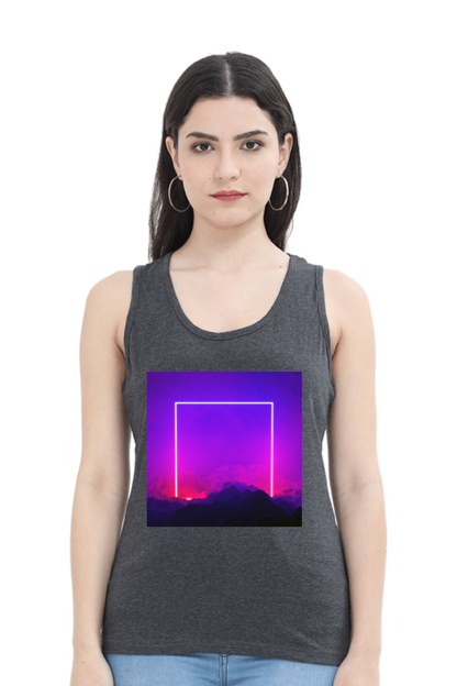 Artredis Women Cotton Tank Top | Heavens Gate| Half Sleeves | Round Neck