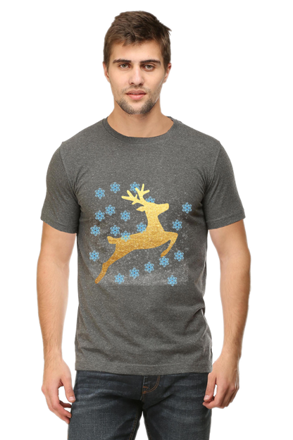 Artredis Men Cotton Printed Regular Fit T-Shirts |Reindeer | Round Neck