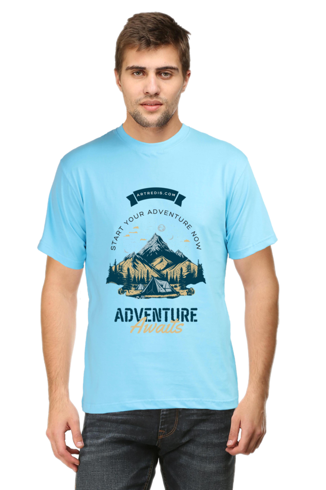 Artredis Men Cotton Printed Regular Fit T-Shirts |Adventure Awaits| | Half Sleeves | Round Neck