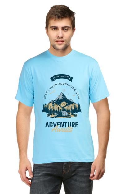 Artredis Men Cotton Printed Regular Fit T-Shirts |Adventure Awaits| | Half Sleeves | Round Neck