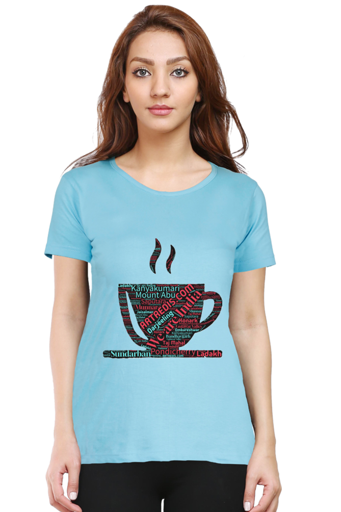 Artredis Women Cotton Regular All Over Print T-Shirts | India Cup| Half Sleeves | Round Neck