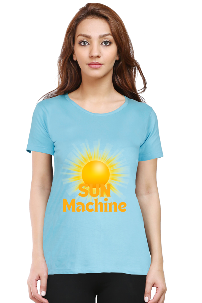 Artredis Women Cotton Regular All Over Print T-Shirts | Sun Machine| Half Sleeves | Round Neck