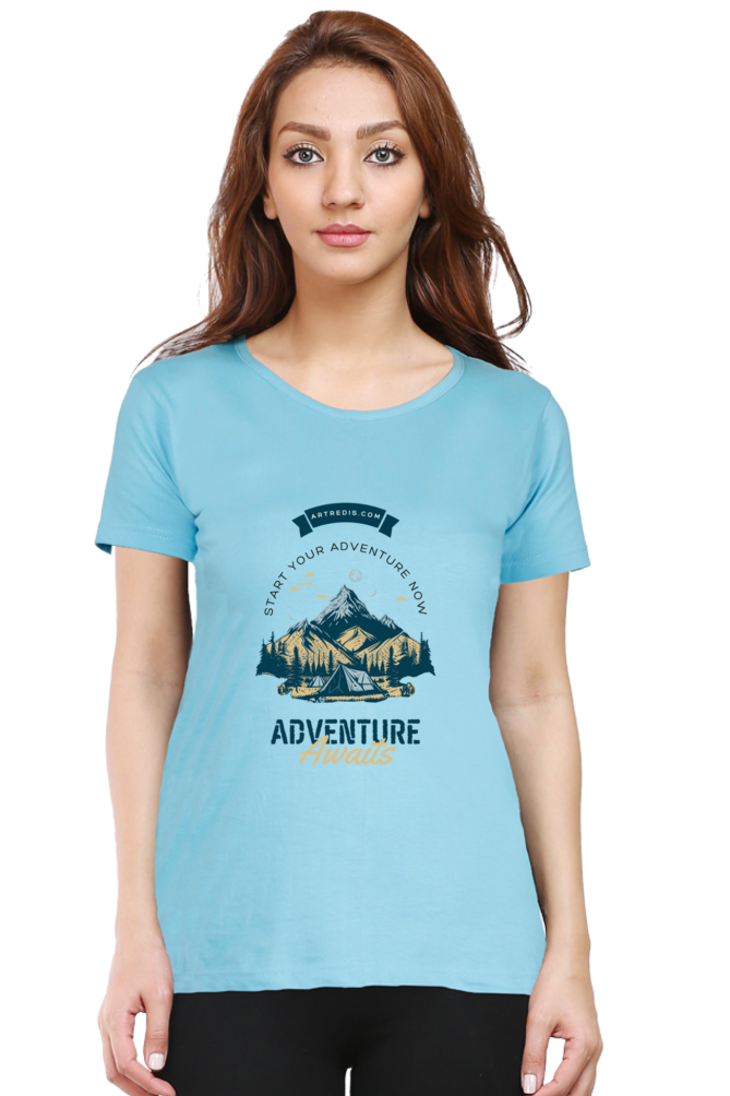 Artredis Women Cotton Printed Regular Fit T-Shirts |Adventure Awaits| Half Sleeves | Round Neck