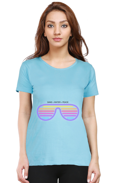 Artredis Women Cotton Printed Regular Fit T-Shirts | Sand Water | Half Sleeves | Round Neck