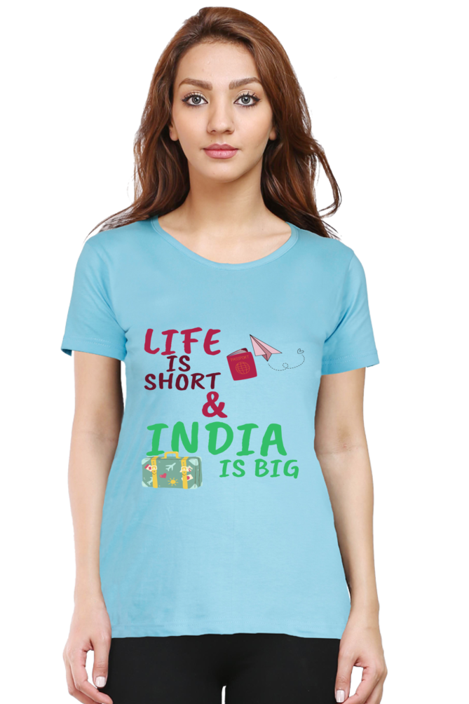 Artredis Women Cotton Printed Regular Fit T-Shirts | Life is Short| Half Sleeves | Round Neck