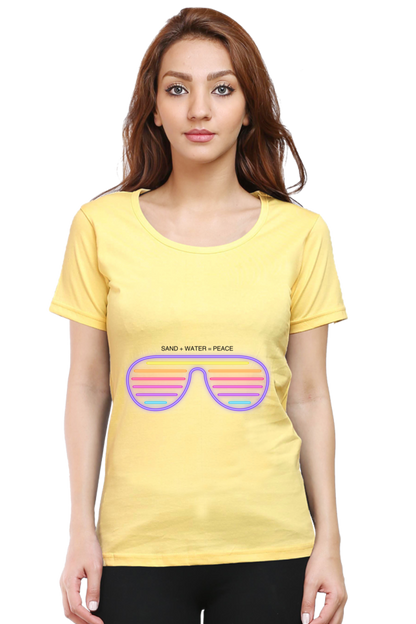 Artredis Women Cotton Printed Regular Fit T-Shirts | Sand Water | Half Sleeves | Round Neck