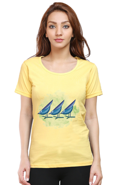 Artredis Women Cotton Printed Regular Fit T-Shirts |Birds | | Half Sleeves | Round Neck